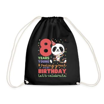 Panda pour les enfants de 8 ans de huit ans - Sac de sport léger - noir - Devant