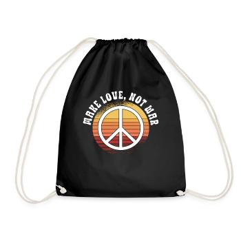 Hippie Peace Zeichen Frieden Blumen Blumenkind - Turnbeutel - Schwarz - Vorne