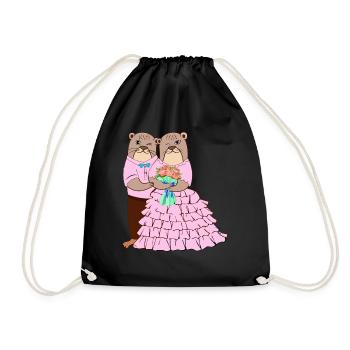 Amants de la loutre Mariage animal de chuchoteur de loutres - Sac de sport léger - noir - Devant
