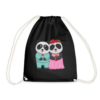 Marriage Zookeeping Wildlife Animal Panda Bear - Drawstring Bag - black - Front