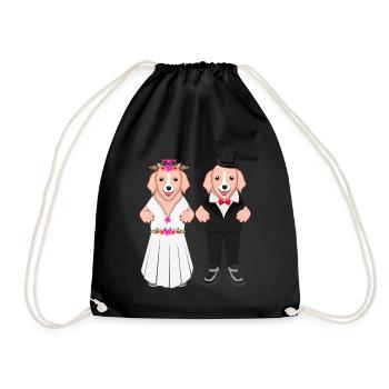 Les amoureux des chiens épousent un chiot - Sac de sport léger - noir - Devant