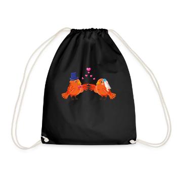 Marriage Married Vogel Ornithology - Drawstring Bag - black - Front
