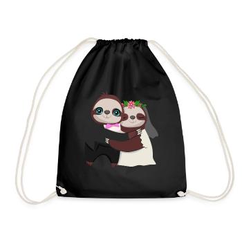 Wedding Anniversary Marriage Sloth Lover - Drawstring Bag - black - Front