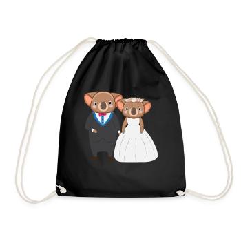 Wedding Anniversary Koala Lover Animal Koala Bear - Drawstring Bag - black - Front