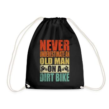 Never underestimate old man motocross retiree - Drawstring Bag - black - Front