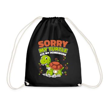 My Turtle Ate My Homework Aquatic Turtle - Drawstring Bag - black - Front
