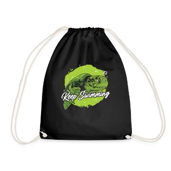 Keep Swimming Giant Tortoise Tortoise - Drawstring Bag - black - Front