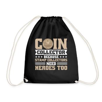 Coin Collector Numismatics Coin Collecting Coin Collection - Drawstring Bag - black - Front