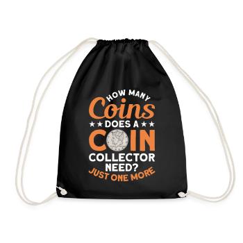 Coin Collector Numismatics Coin Collecting Coin Collection - Drawstring Bag - black - Front