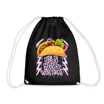Tacos saying life-is-better-with-tacos grunge style - Drawstring Bag - black - Front