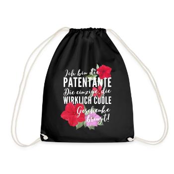 Ich bin die beste Patentante der Welt Geschenk - Turnbeutel - Schwarz - Vorne
