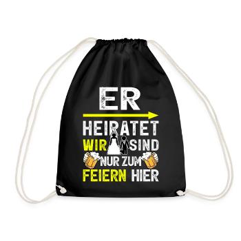 JGA T-Shirt Männer Junggesellenabschied Poltern - Turnbeutel - Schwarz - Vorne