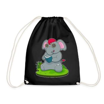 Elephant Nerd Book Glasses - Drawstring Bag - black - Front