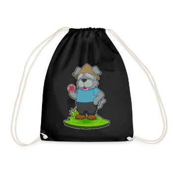 Dog Donut - Drawstring Bag - black - Front
