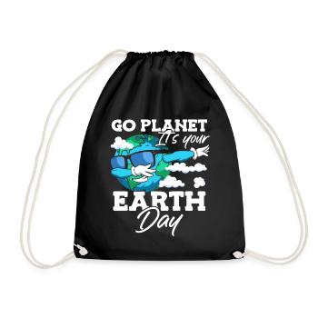 Go Planet It's Your Earth Day Environmental Awareness - Drawstring Bag - black - Front