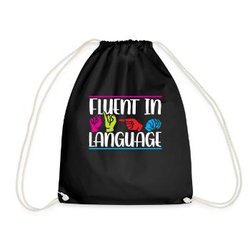 Fluent in sign language Awareness signs - Drawstring Bag - black - Front