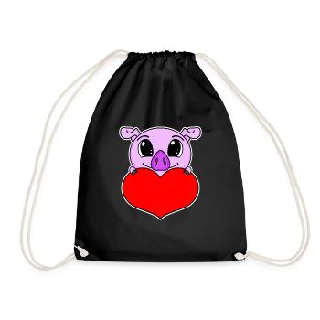 Pig Heart Love - Heart Motif - Sac de sport léger - noir - Devant