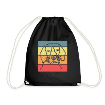 Dog Dog Head Retro - Drawstring Bag - black - Front