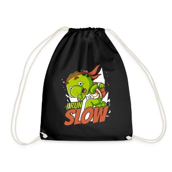 I Run Slow Water Turtle Giant Tortoise - Drawstring Bag - black - Front