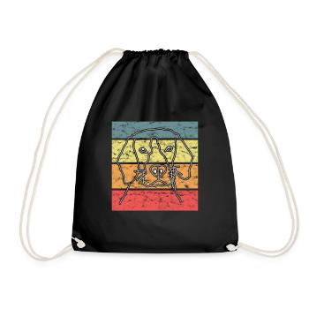 Dog Dog Head Retro - Drawstring Bag - black - Front