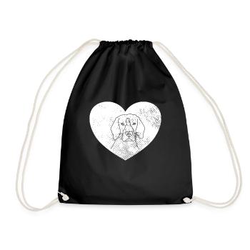 Dog Dog Head Retro - Drawstring Bag - black - Front