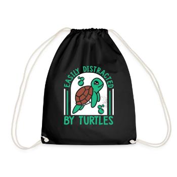 Easily Distracted By Turtles Aquatic Turtle - Drawstring Bag - black - Front