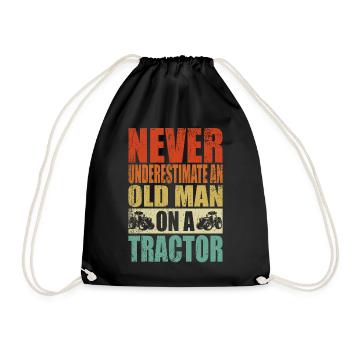 Never underestimate an old man's tractor - Drawstring Bag - black - Front
