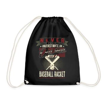 Never underestimate an old man baseball - Drawstring Bag - black - Front