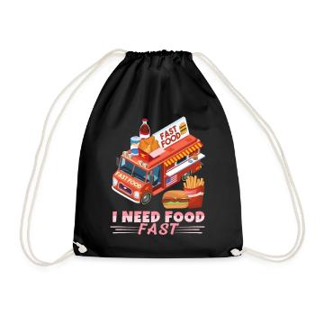 Fast Food, Street Food, Fast Food Street-Food Truck - Drawstring Bag - black - Front