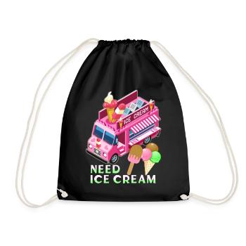 Ice-Cream Seller, Speiseeis Foodtruck Eisverkäufer - Turnbeutel - Schwarz - Vorne