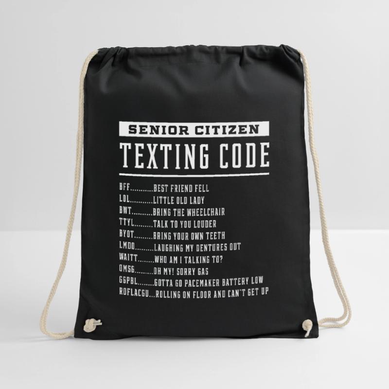 Senior Citizen Texting Code - Mother's Day Funny Drawstring Bag