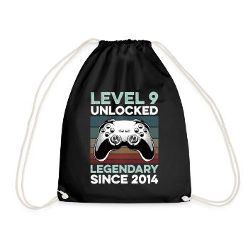 Level 9 Years 9th Birthday Year 2014 Young Gamers - Drawstring Bag - black - Front