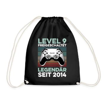 Level 9 Years 9th Birthday Year 2014 Young Gamers - Drawstring Bag - black - Front