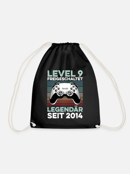 Level 9 Years 9th Birthday Year 2014 Young Gamers - Drawstring Bag - black