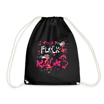 Pink Flamingo Costume Bird Our Flock Rocks - Drawstring Bag - black - Front