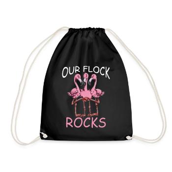 Pink Flamingo Costume Bird Our Flock Rocks - Drawstring Bag - black - Front