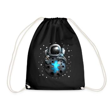 Astronauten Puzzle Autims Moon Blue Universum All - Turnbeutel - Schwarz - Vorne