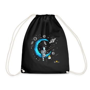 Astronaut Bitcoin Mond Universum Angler Krypto All - Turnbeutel - Schwarz - Vorne