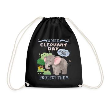 Rette die Elefanten, Tag des Elefanten, Elefant - Turnbeutel - Schwarz - Vorne