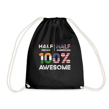 Born Indian India American USA Citizenship - Drawstring Bag - black - Front