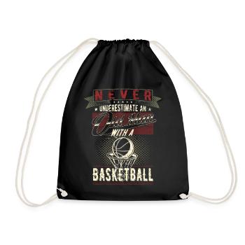 Unterschätze niemals einen alten Mann Basketball - Turnbeutel - Schwarz - Vorne