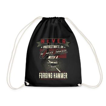 Never underestimate old man's blacksmith's pension - Drawstring Bag - black - Front