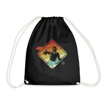 Retro Basket Disc Golfer Frisbee Golf - Drawstring Bag - black - Front