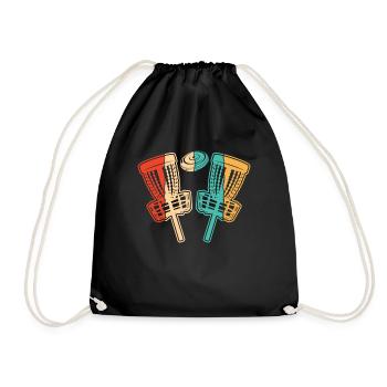 Retro Basket Disc Golfer Frisbee Golf - Drawstring Bag - black - Front