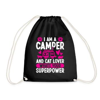 I'm a Camper and Cat Llover what's your - Drawstring Bag - black - Front