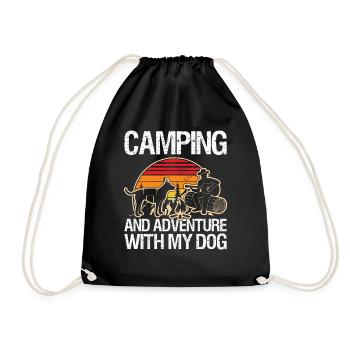Camping at Adventure with my Dog - Drawstring Bag - black - Front