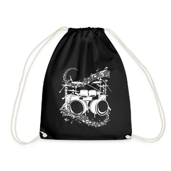 Musical Drums Drumming Drum Musician Music Notes - Turnbeutel - Schwarz - Vorne