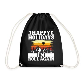 Happy Holidays i'm roll again - Turnbeutel - Schwarz - Vorne