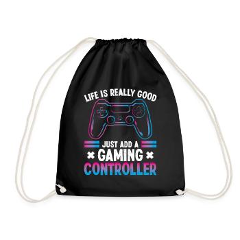 Life is really good just add a Gaming - Drawstring Bag - black - Front