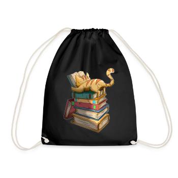 Cats Books Bookworm Book Cats Bookworms - Drawstring Bag - black - Front